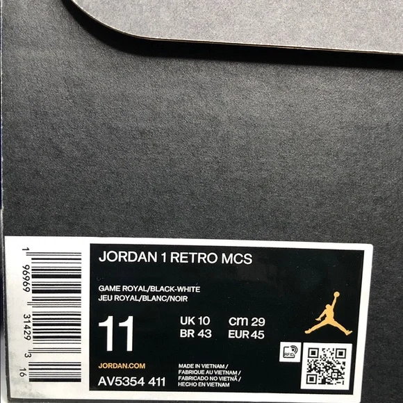 Air Jordan 1 Retro MCS Baseball Cleats Game Royal Black AV5353-411 - Size 11 - Picture 2 of 14